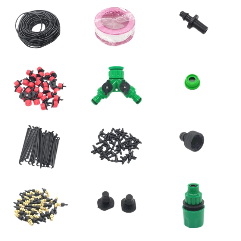 

30M Garden Watering Irrigation System Watering Kit With Pvc Hose Misting Sprinkler Dripper Tee Adaptor