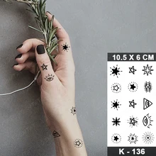 Hand Small Mini Temporary Tattoo Stickers Planet Moon Sun Eye Egypt Black Tatu Face Arm Men Women Children Body Art Glitter Kids