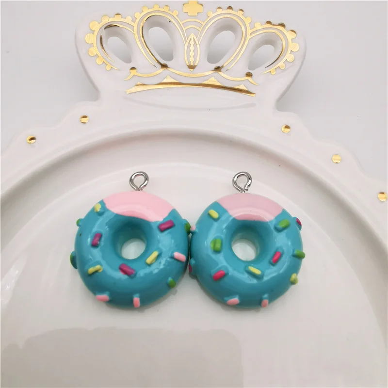 10 шт. смолы Kawaii домашний кукольный домик аксессуары Миниатюрные Мини Конфеты Пончик кукла еда играть Декор кухонные игрушки - Цвет: blue have hook 10pcs