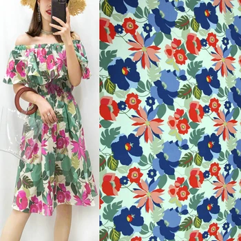 

Natural pure cotton poplin printed fabric cloth 145 cm width parent-child baby clothing shirt sewing fabric for dress material