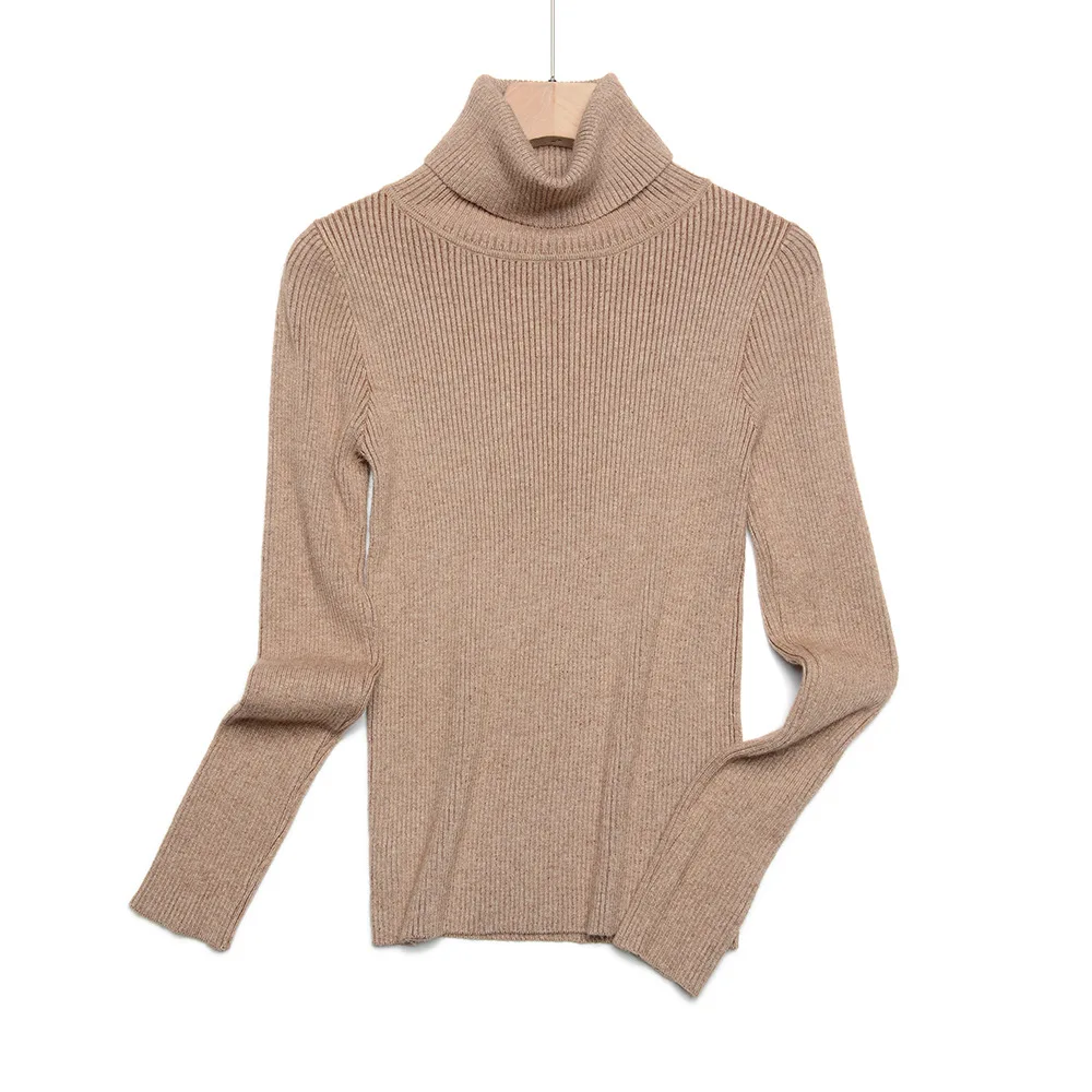 

HLBCBG High Quality Autumn Winter Women Sweater Rib Thick Warm Pullover and Sweater Knitted Soft Turtleneck Female Jumper