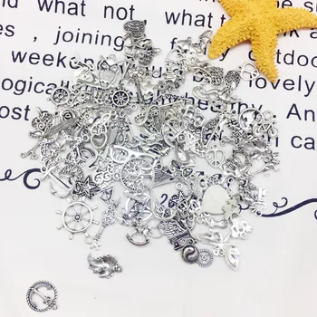 

50pcs 100pcs Mixed Antique Silver DIY Charms Pendants Jewelry Making Vintage Bracelets Craft Metal Zinc Alloy for Gifts