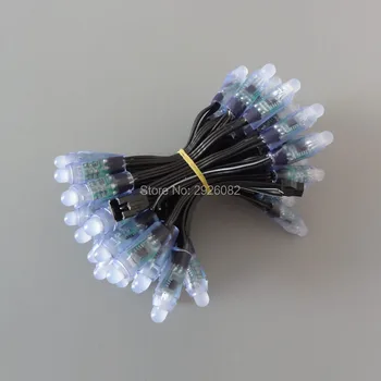 

18AWG wire 50pcs/string DC12V 12mm WS2811 addressable RGB module digital led pixel light string,all BLACK wire,waterproof IP68