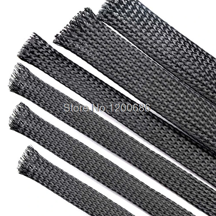 

10M 16mm Black Nylon Braided Cable Sleeving black Snakeskin Protecting PET Nylon Sleeve Expandable Sleeves