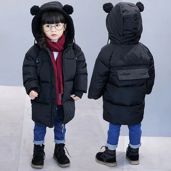 

Children Kids Winter Coat Baby Girl Boy Solid Print Warm Bear ears Hat Design Hoodie Outerwear Coat Clothes