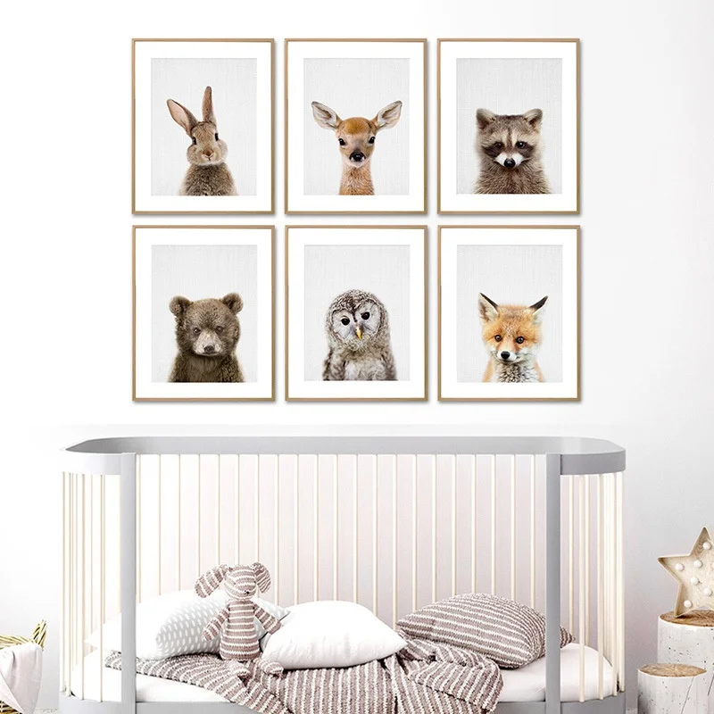 Decorative Painting Children's Room Minimalist Animal Adorable Painting Hanging Picture Boy Girl Bedroom Nursery Room Decoration