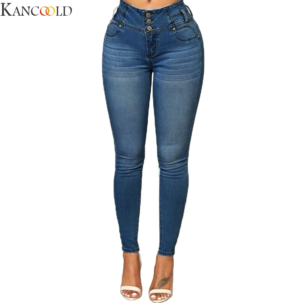 KANCOOLD Для женщин байкер цикла на Высокая Талия эластичного денима ButtonSkinny штаны Motor Jeans для Для женщин уличная одежда