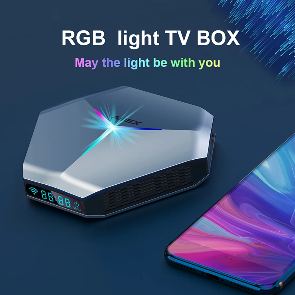 2021 A95X F4 Amlogic S905X4 Android 11 8K RGB Light Smart TV Box 4GB 64GB Plex Media Support Youtube Set Top Box 16GB 32GB 128GB