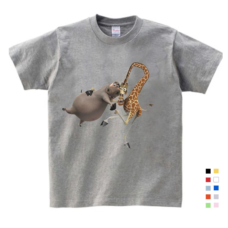 

2020 Cartoon Printing Madagascar Summer New T Shirt Gloria Melman Cute Funny T Shirt Summer Send Children Birthday Gift 3T-9T