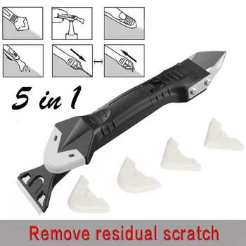 

5-In-1 Silicone Remover Caulk Finisher Sealant Smooth Scraper Grout Kit Tools Plastic Hand Tools Set Household Accessories