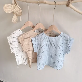 

2020 Best Selling Baby Girls Boys Dots T-Shirt Summer Kids Girls Top Tees 2-7 Years