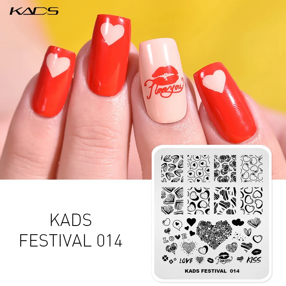 Nail Art Stamp Templates Valentine’s Day Heart Lips Design Nail