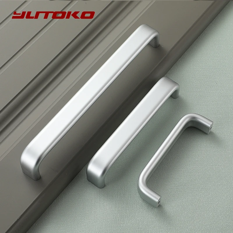 YUTOKO Aluminum Alloy Cabinet Handles Silver 96MM-320MM Kitchen Door Straight Handle Pulls Knobs Furniture Hardware Drawer | Обустройство