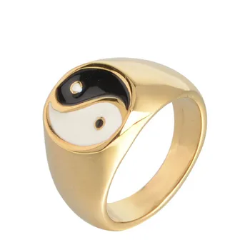 

Wholesale Jewelry Taoist Bagua Yin Yang Tai Chi Men's Ring chinese style rings