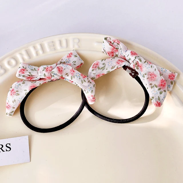 10/20/24 Pcs/Set Baby Girls Cute Cartoon Flower Scrunchies Rubber Bands Children Lovely Elastic Hair Bands Kids Hair Accessories Korean pink-2 Pcs