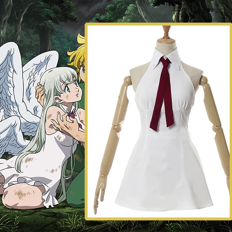 The Seven Deadly Sins Elizabeth Liones Cosplay White Dress Women Costume Anime 