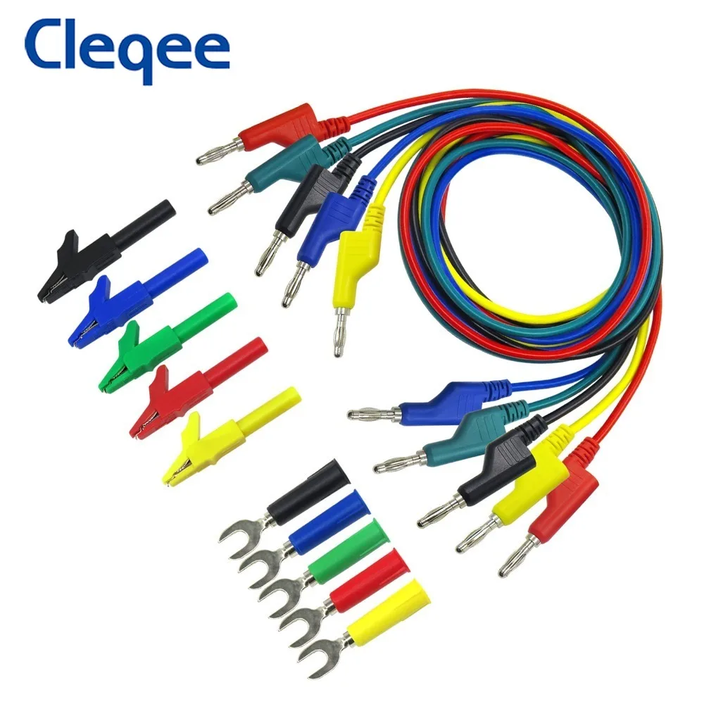 Cleqee P1036A двойной 4 мм банановый штекер Тестовый комплект с зажимом Крокодил и