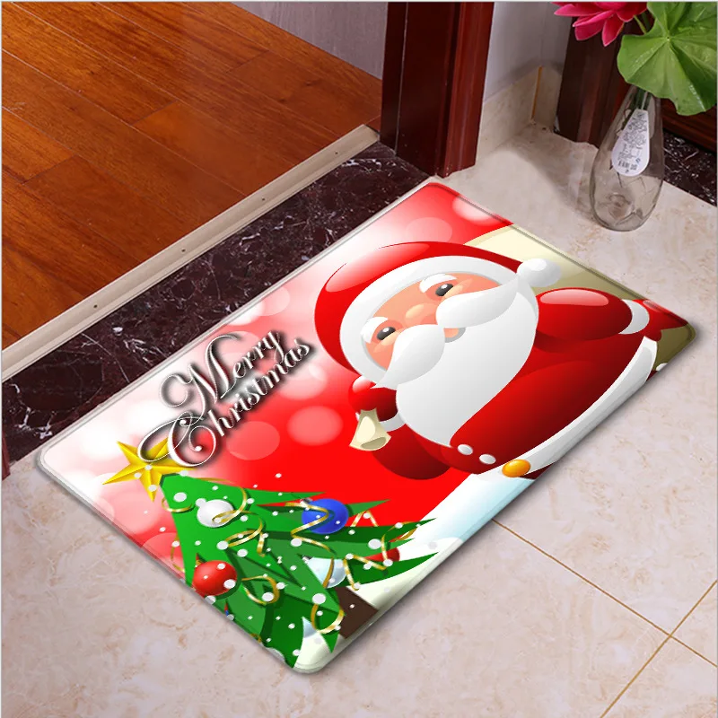 

Merry Christmas Home Decoration Flannel Door Mat Christmas Ornaments Carpet Christmas Tree Decoration Santa Claus Snowman 2019