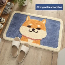 Нескользящий мультяшный ворсистый ковер Акита корги, противоскользящий напольный коврик, коврик для ванной комнаты, украшение дома