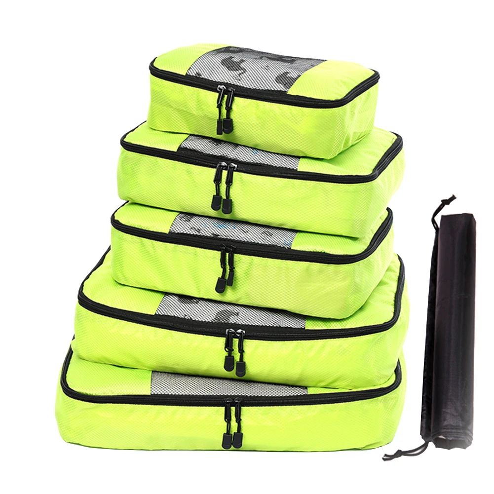 6pcs/set Waterproof Nylon Practical Zipper Closure Portable Travel Shoe Packing Storage Bag Home Luggage Mesh Clothes Sorting