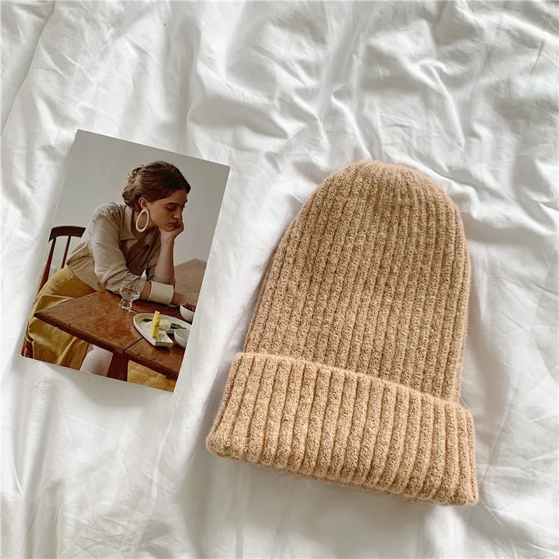 Pink Зимняя кашемировая шапка для женщин Beanie хип хоп Милая зимняя шапочка вязаная теплая шапка шапки унисекс теплая шапочка-бини - Цвет: Pink