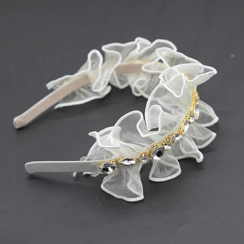 

Ladies fashion thin lace headband Korean fashion temperament simple lace rhinestone fabric girl headband 703