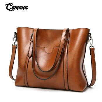 

Women Leather Handbags 2020 Women Casual Bag Oil wax Luxury Lady Hand Bags Female Messenger Bag Quality Big Tote Bag Sac A Mai