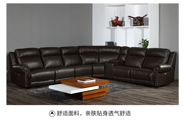 living room Sofa set диван мебель кровать muebles de sala L shape recliner real genuine leather sofa cama puff asiento sala fut