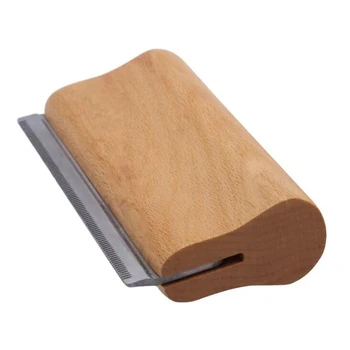 

Solid Wood Handle Pet Comb Hair Removal Comb Stainless Steel Fade Hair Comb Pet Dust Removal Combing Tool