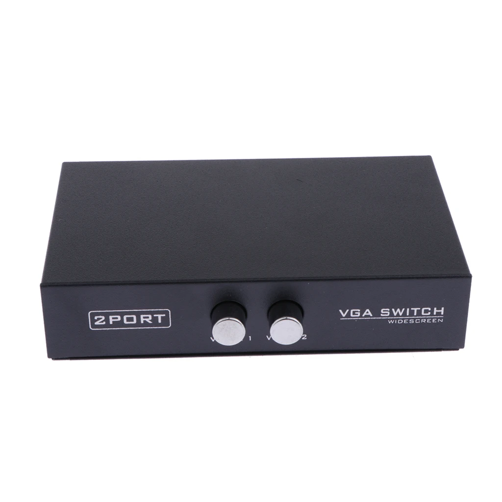 2-Port VGA Switch, Video Audio Bidirectional Switcher Box Metal Housing Shell for PC Monitor Sharing