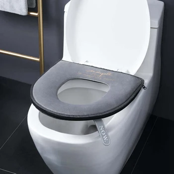 

New Winter Warm Thick Toilet MatVelvet Cushion Zipper Type Universal Washable Toilet Seat Cushion Bathroom Accessories
