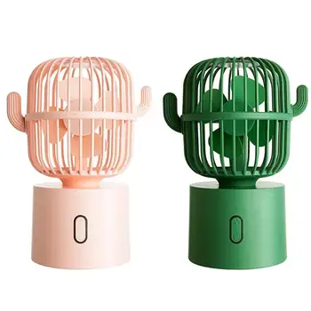 

USB Rechargeable Cactus Mini Fan 3 Gears Adjustable Mute Desktop Air Cooler