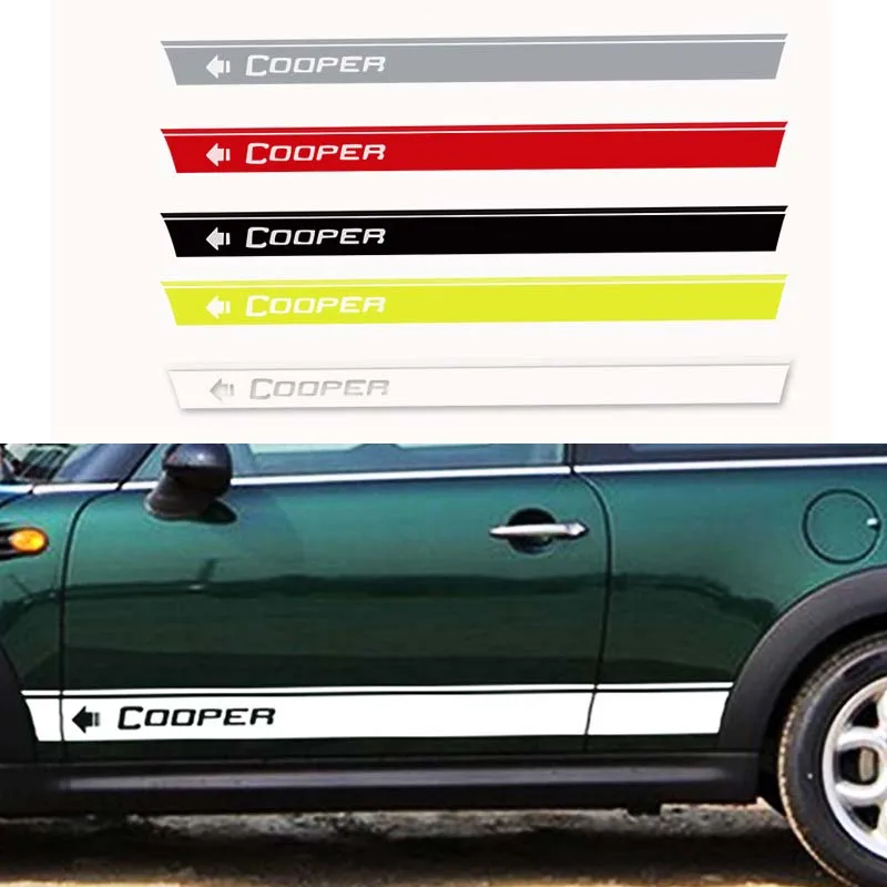 KJAUTOMAX для Mini Cooper R50 R53 R55 R56 R60 F55 F56 боковые гоночные полосы черный красный серебряный золотой белый#6 наклейка Cooper