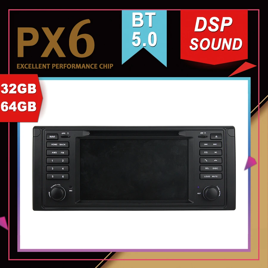 Автомобильный мультимедийный GPS-навигатор PX6 на Android 9 0 для BMW E53 X5 1999-2005 DSP звуковая