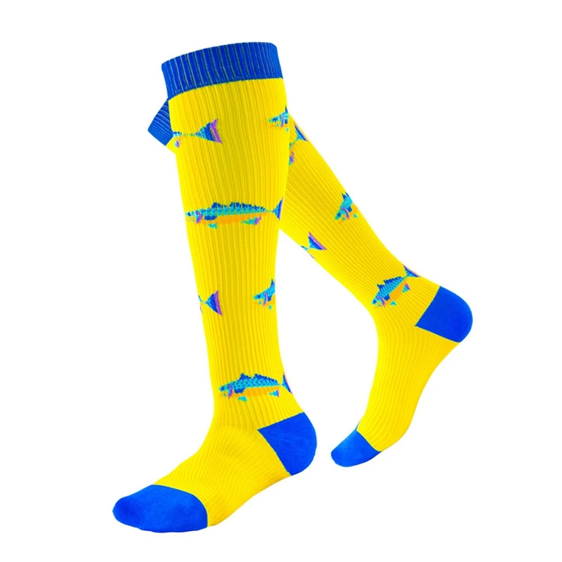 

Cycling Socks 20-30mmHg Compression Socks Knee High/Long Quick Drying Nylon Yellow Hosiery Cycling Footwear Accessories S/M L/XL