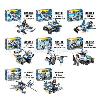 

Baby Semp Sd9188 Building Blocks Dragon Anger Super Police Series City Engineering Team 8-in-1 Assembled Educational Children DI