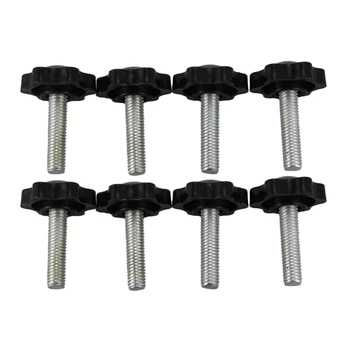 

8 Pcs Black Spare Part M8 x 30mm Male Threaded Knurled Grip Star Knob