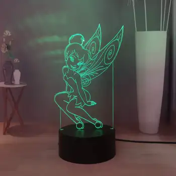 

Tinkerbell LED Night Light for Kids Secret of the Wings Table Lamp Cute Girls Bedroom Sleeping Lamp RGB Multicolor Children Gift