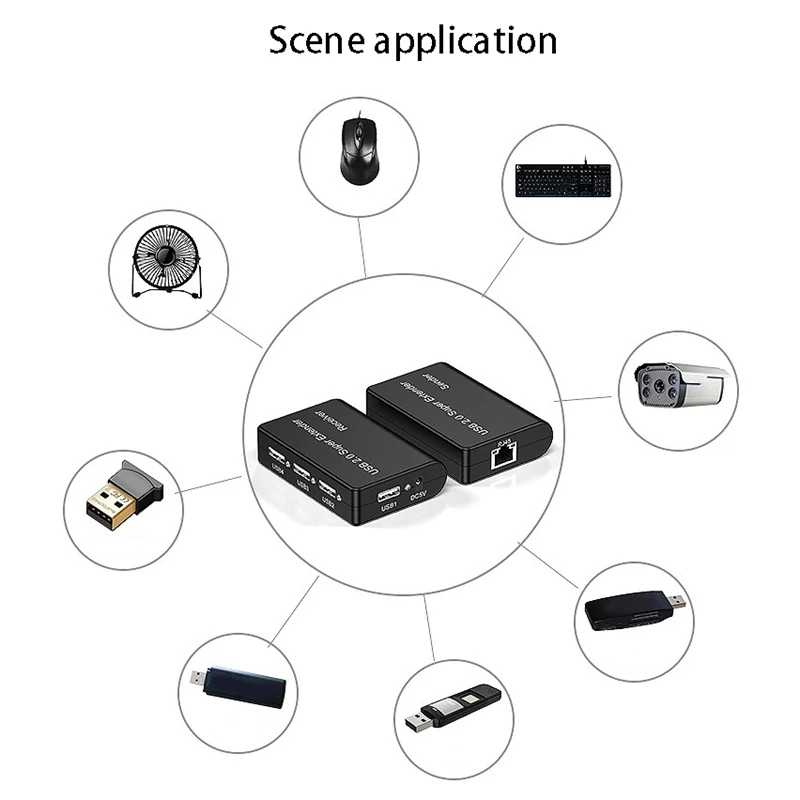 USB разветвитель 1X4 USB2.0 на RG45 удлинитель 100 метров сетевой адаптер для (вилка