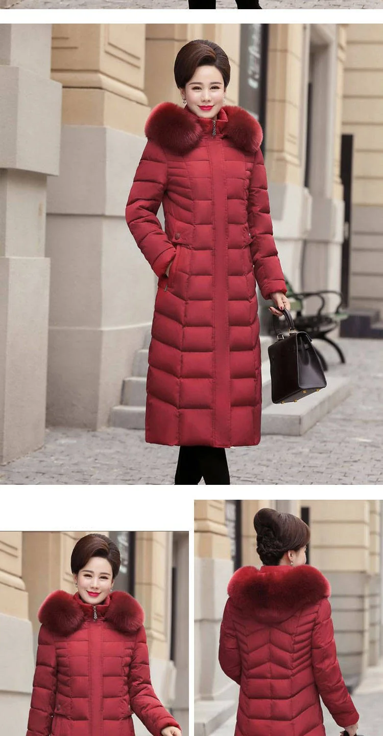 Зимняя куртка с капюшоном для женщин среднего возраста, теплая Толстая парка, длинное хлопковое пальто, большие размеры 7XL, женские куртки, одежда для мам