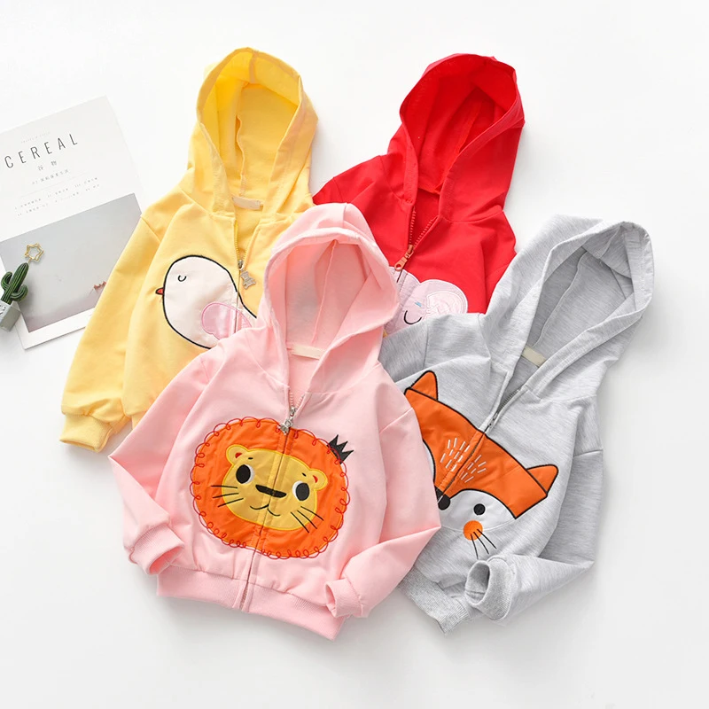 

Hot Zipper Outerwear Jacket For Girls Autumn Baby Coat Cartoon Print Casual Hooded Sweatshirt Kids Outfits Children Clothes Sets