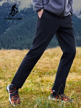 

Pioneer Camp Men Causal Pants Causal Straight Thick Winter Black Gray Solid Pockets Trousers Male AXX902373