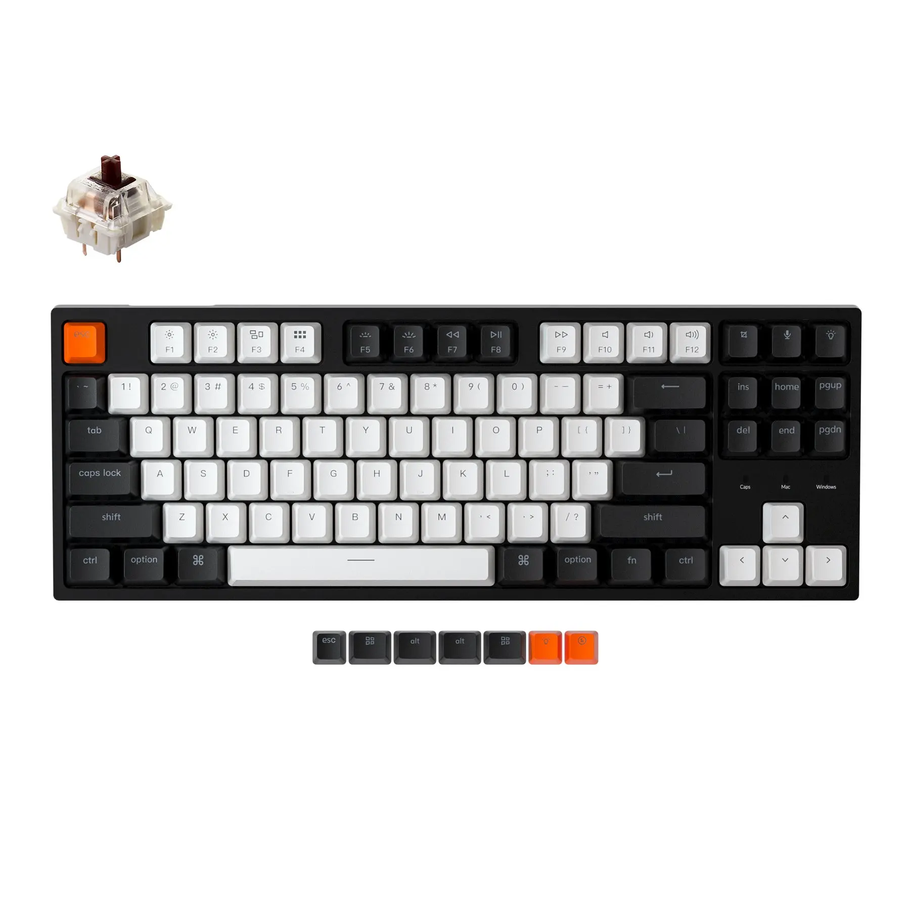 Keychron C1a有線メカニカルキーボードテンキーレス87キー Windows Mac用ホワイトバックライトgateronスイッチ付き Aliexpress パソコン オフィス
