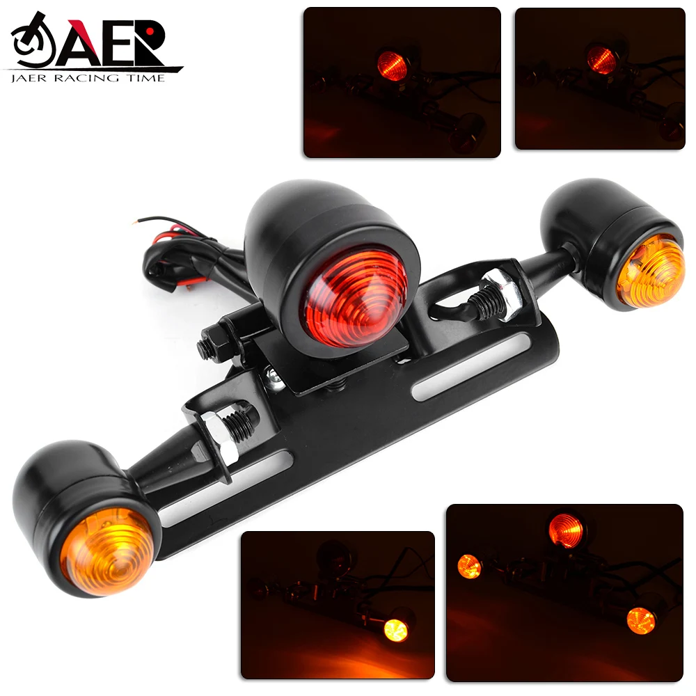 

Motorcycle Accessories Scooter modified Retro LED Taillight Rear Brake Tail Light Blinker with License Plate Mount