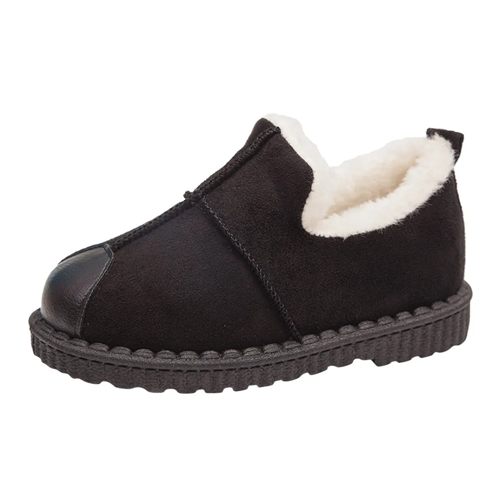 Модные ботинки; Детские ботильоны для маленьких девочек и мальчиков; спортивные короткие ботинки для бега; детские зимние теплые ботинки; Повседневная обувь; кроссовки - Цвет: Black