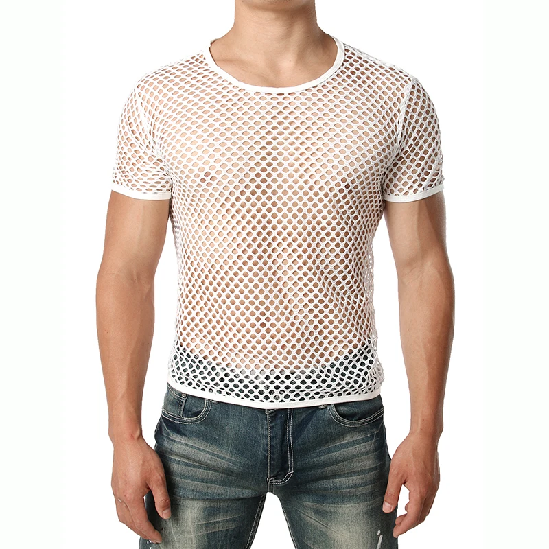 Camiseta de malla transparente para hombre, ropa interior de manga larga  con músculos, Sexy, para fiesta en club nocturno, 2022 - AliExpress