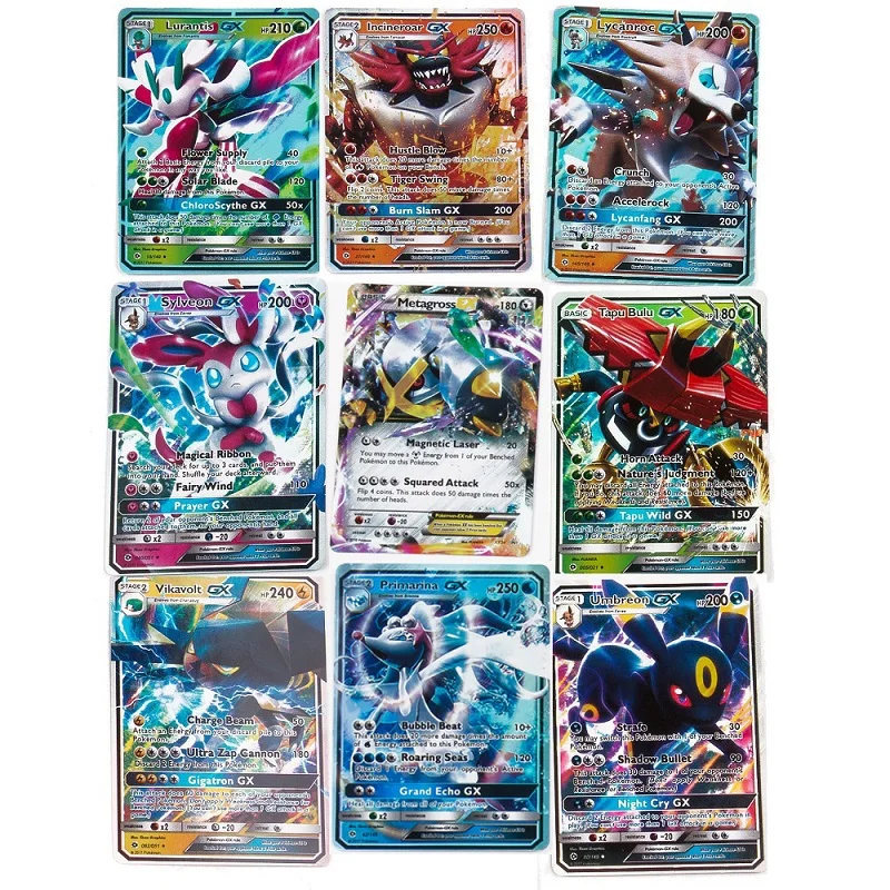 100 шт. игрушки Pokemon GX EX MEGA Сияющие карты игра битва карта без повторов Пикачу