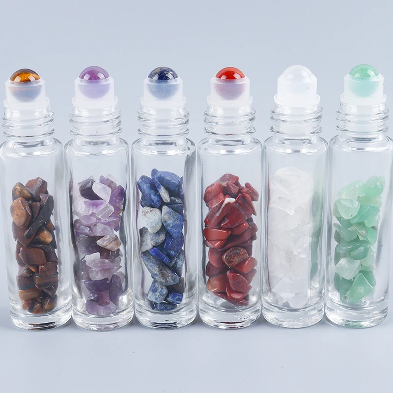 Crystal Jade Ball Roller Bottle Essential Oil Crushed Stone Natural Amethyst Healing Sphere Massage Around the Eyes Face Care 3