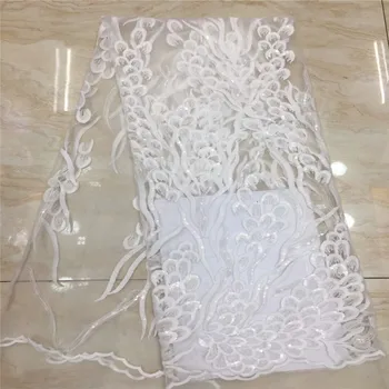 

New Design African sequins lace fabric 2019 high quality French tulle lace sequence glitter bridal Nigerian lace fabric xz82-173