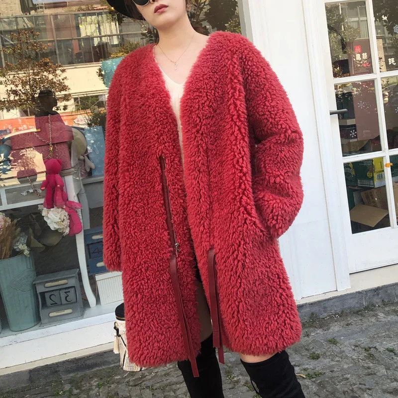 

Real Shearing Sheep Fur Coat 100% Wool Jacket Women Clothes 2020 autumn Winter Coat Women Korean Fashion Fur Tops 173 YY1883